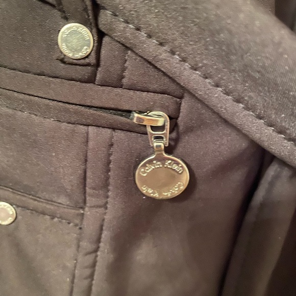 Calvin Klein large black long jacket with silver accents - Picture 2 of 4